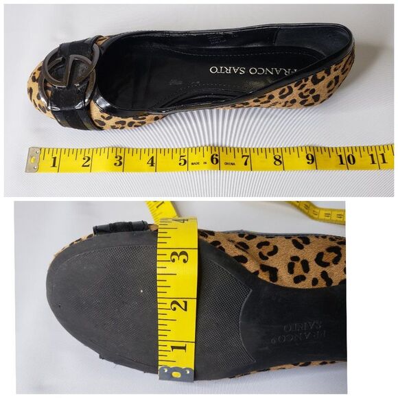 Franco Sarto Black Leopard Print Fur Cajun Flats 7 - Picture 16 of 16